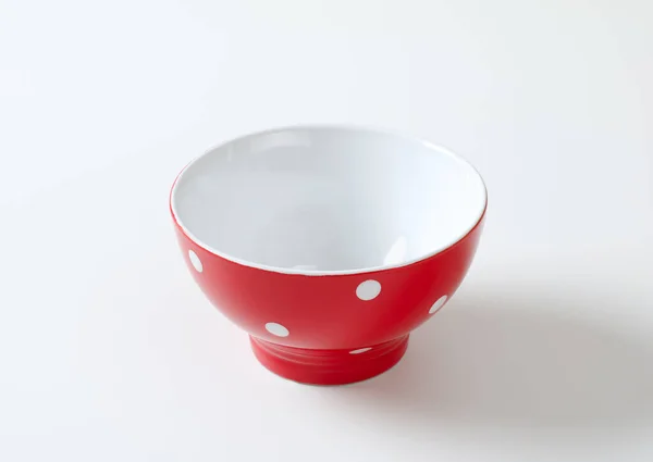 Ceramic Red White Polka Dot Breakfast Rice Bowl — Stock Photo, Image