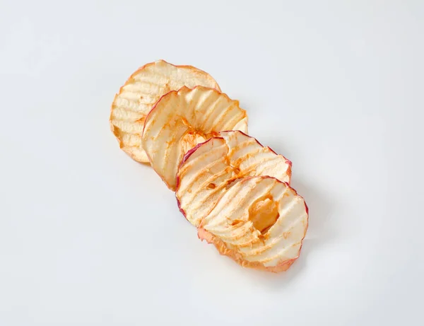 Tranches Pommes Séchées Croustilles Anneaux Pommes Rangée Photos De Stock Libres De Droits