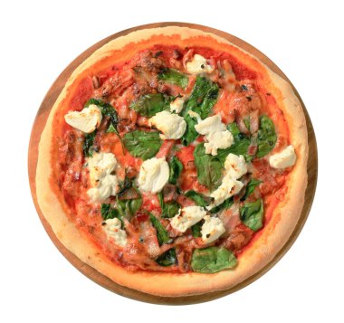 peynir, pastırma ve ıspanaklı pizza