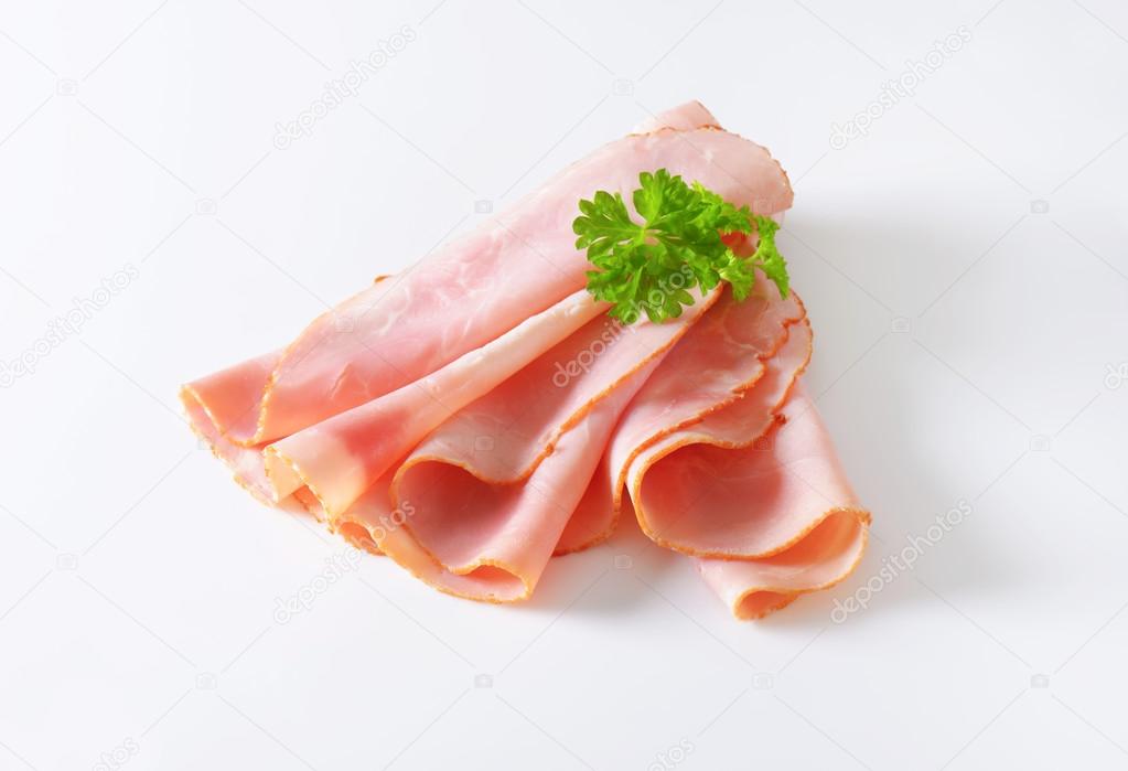 Baked ham slices