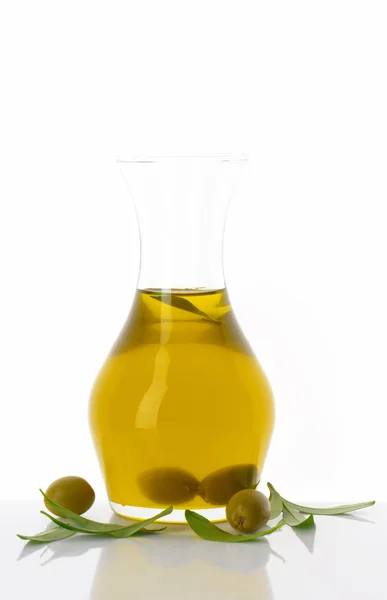 Olive oil in glass carafe — Stock Photo, Image