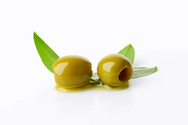 Pitted green olives — Stock Photo, Image