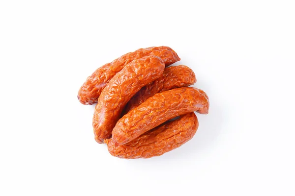 Salsicce Kielbasa su sfondo bianco — Foto Stock