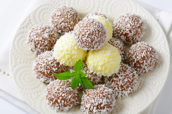 Chocolate coconut truffles — Stock Photo, Image