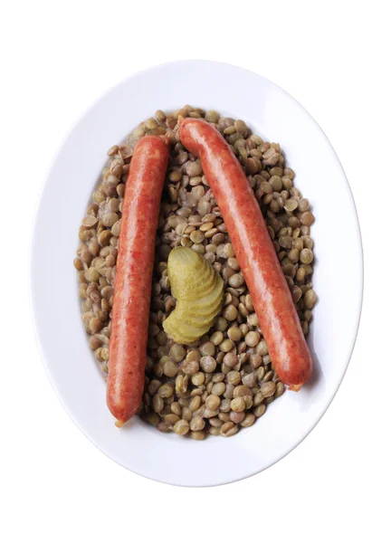 小扁豆和香肠 — 图库照片