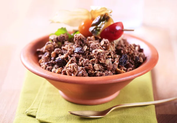 Choklad granola spannmål — Stockfoto