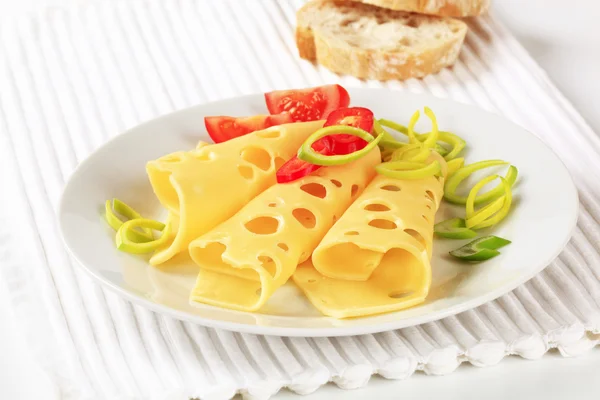 Thin-sliced Swiss cheese — Stock Photo, Image