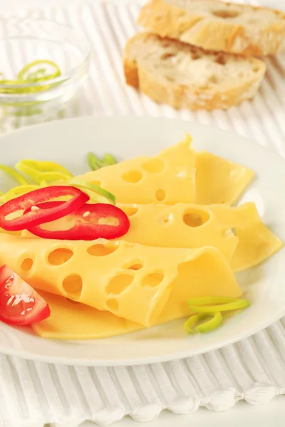 Thin-sliced Swiss cheese — Stock Photo, Image