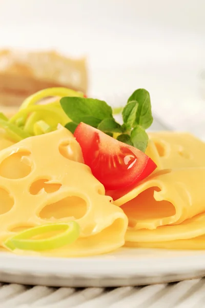 Thin-sliced Swiss cheese — Stock Photo, Image