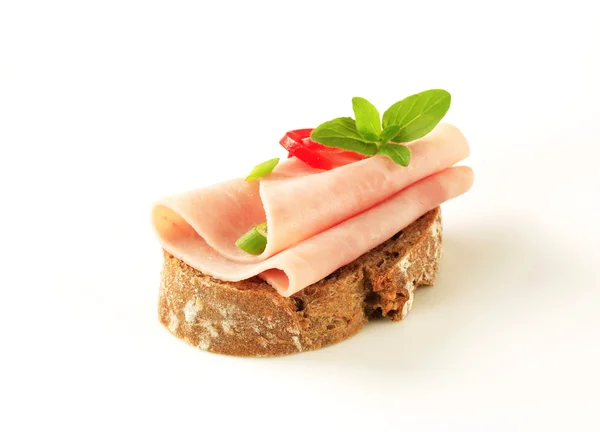 Open faced ham sandwich — Stock Photo, Image