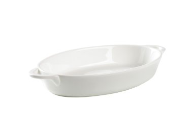 Oval beyaz seramik tabak beyaz izole
