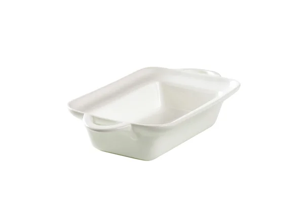 Plato de cerámica blanca rectangular profunda — Foto de Stock