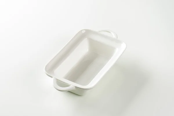 Deep rectangular white ceramic dish — Stock Photo, Image