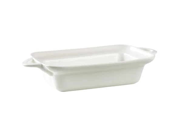Deep rectangular white ceramic dish — Stock Photo, Image