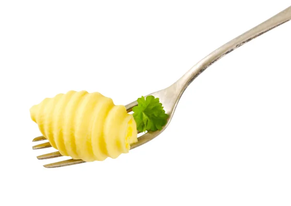 Smör curl på gaffeln — Stockfoto