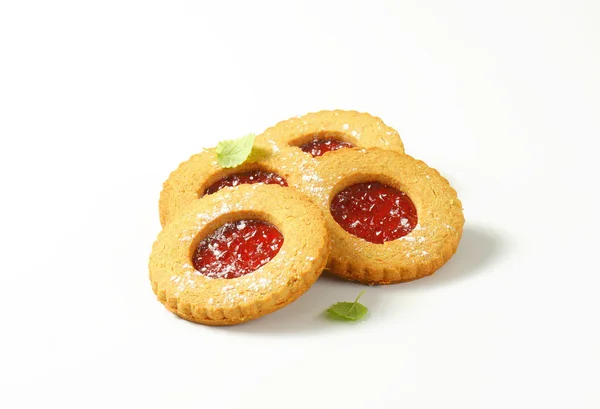 Okrągłe ciasteczka Linzer — Zdjęcie stockowe