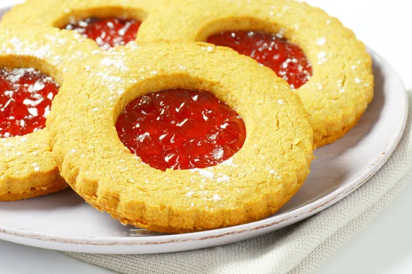 Cookie-uri rotunde Linzer — Fotografie, imagine de stoc