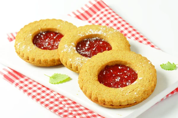 Kerek Linzer cookie-k — Stock Fotó