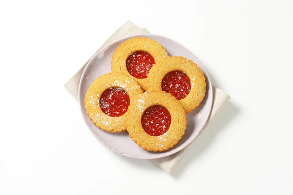 Round Linzer biscotti — Foto Stock