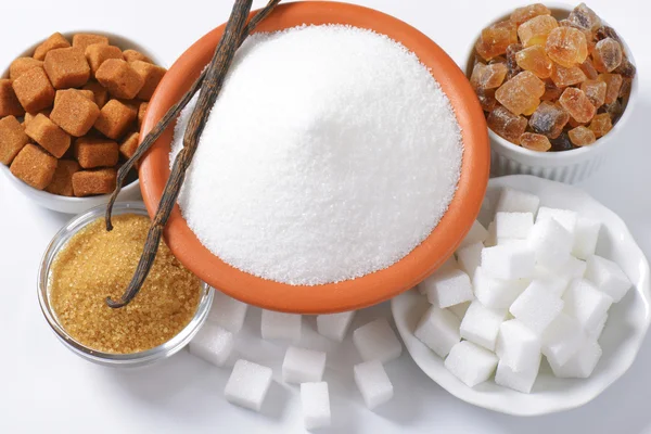 Various types of sugar — Stock Photo, Image