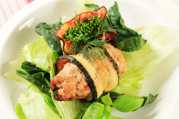 Courgette wrapped meatball — Stock Photo, Image