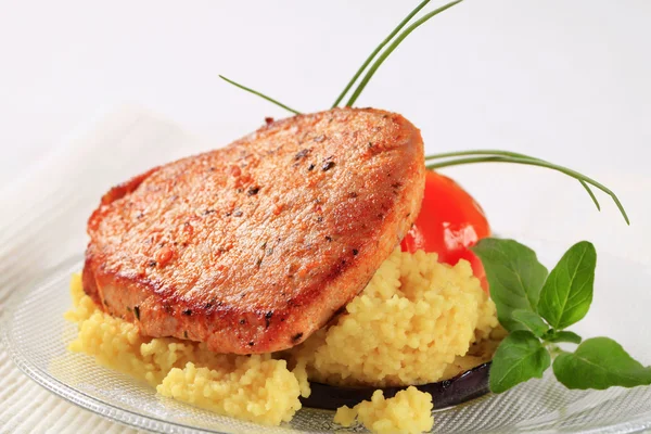 Marinated pork with couscous — Stock Photo, Image