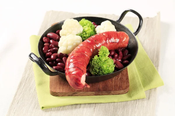 Sausage, beans and vegetables — Stock Photo, Image