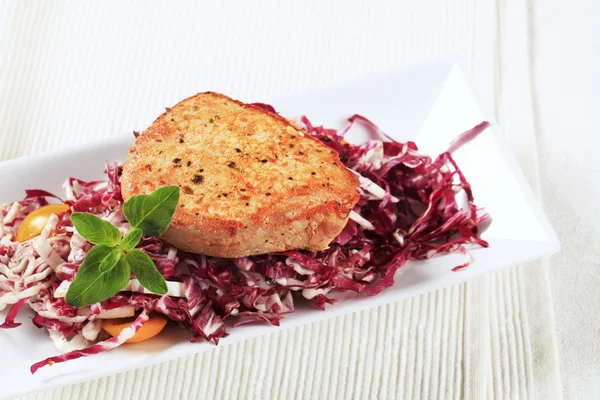 Marinated pork and red cabbage — Stock Photo, Image