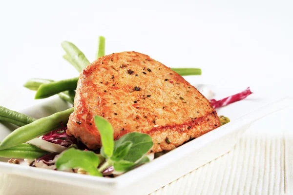 Marinated pork chop and vegetables — Stock Photo, Image