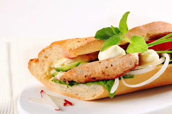 Varkensvlees en plantaardige sandwich — Stockfoto