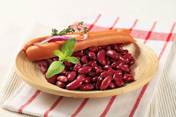 Red beans with Vienna sausages — Stock Image Red beans with Vienna sausages Stock Photo