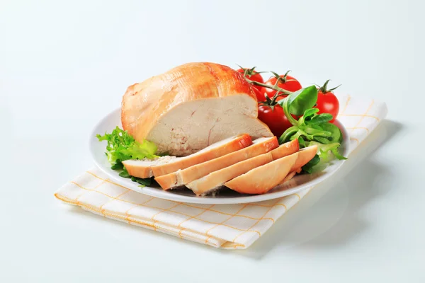 Roast turkey breast on a plate — Stock Photo, Image