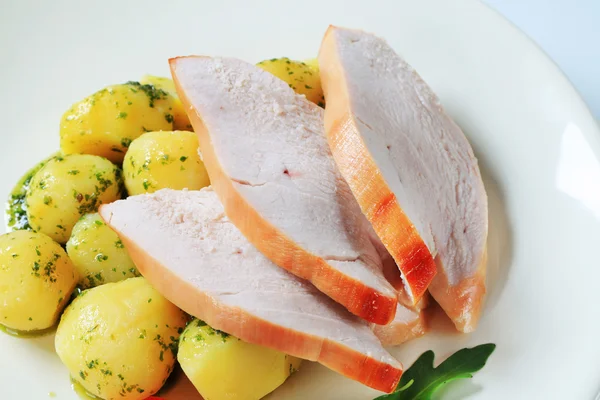 Roast turkey breast and potatoes — Stock Photo, Image