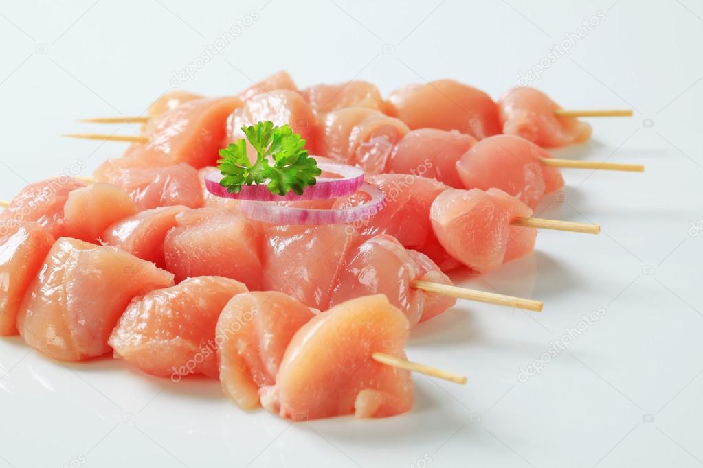 Fresh chicken skewers