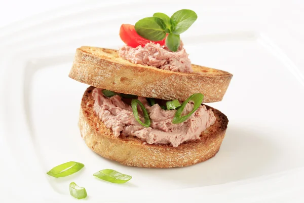 Toasted bread with pate — Stock Photo, Image