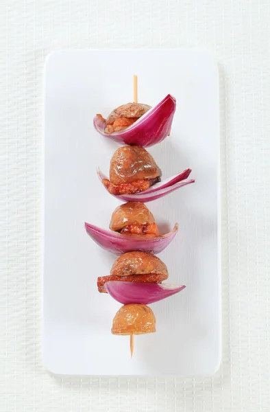 Bacon and potato skewer — Stock Photo, Image