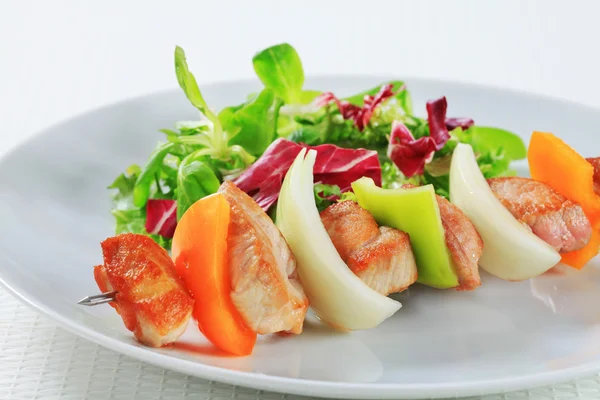 Şiş kebap bahar salatası ile — Stok fotoğraf
