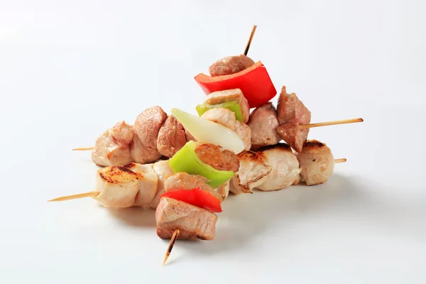 Pork and chicken skewers — Stock Photo, Image
