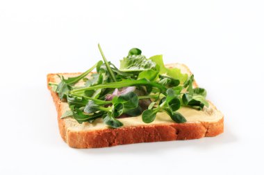 dilim ekmek taze salata yeşillikleri ile