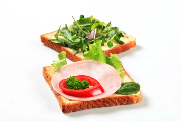 Open faced sandwiches — Stock Photo, Image