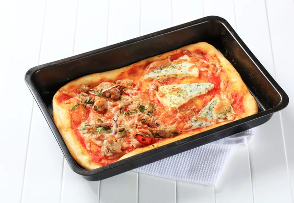 Rectangular pizza — Stock Photo, Image