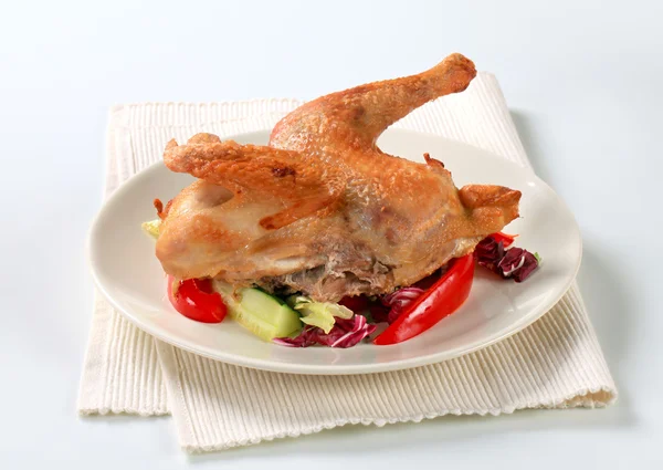 Pieczony kurczak z garnish warzyw — Zdjęcie stockowe
