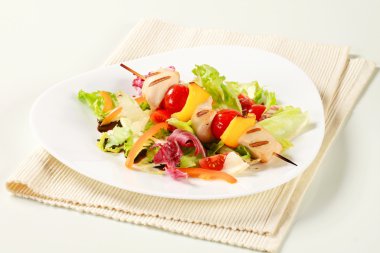 Tavuk şiş sebze salatası ile