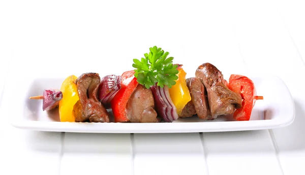 Chicken liver shish kebab — Stock Photo, Image