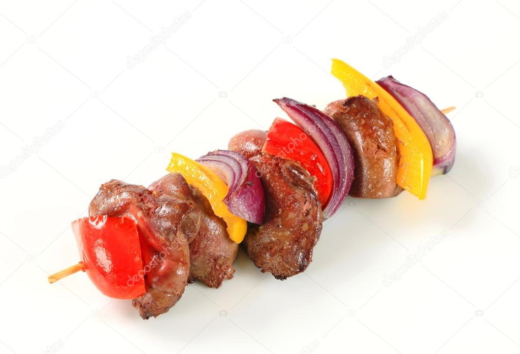 Chicken liver shish kebab