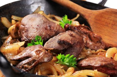 Pan fried liver and onions clipart