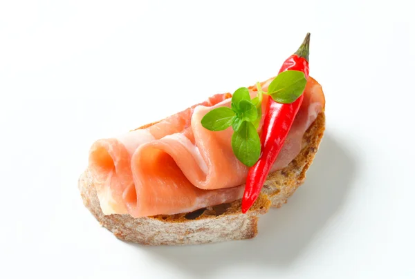 Prosciutto open faced sandwich — Stock fotografie