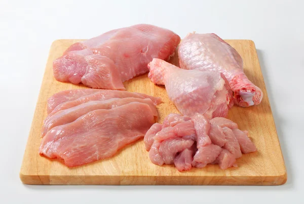 Raw turkey meats and cuts — Stock Photo, Image