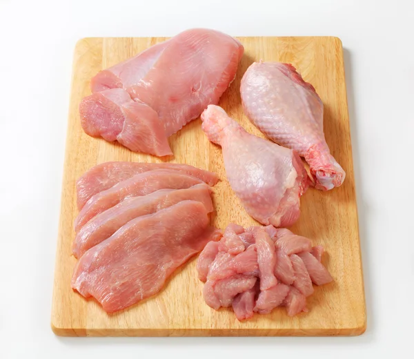 Carni di tacchino crude e tagli — Foto Stock