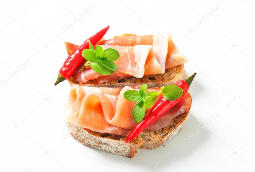 Prosciutto open faced sandwiches 
